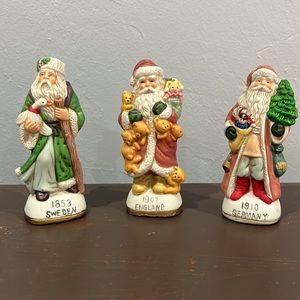 (3) Vintage Hallmark Santa’s from around the World England, Sweden, Germany 5.5”